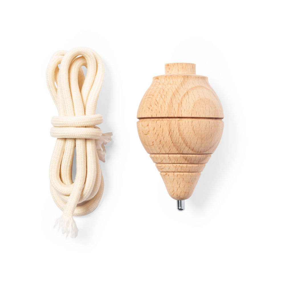 Toupie en bois avec corde en coton - 