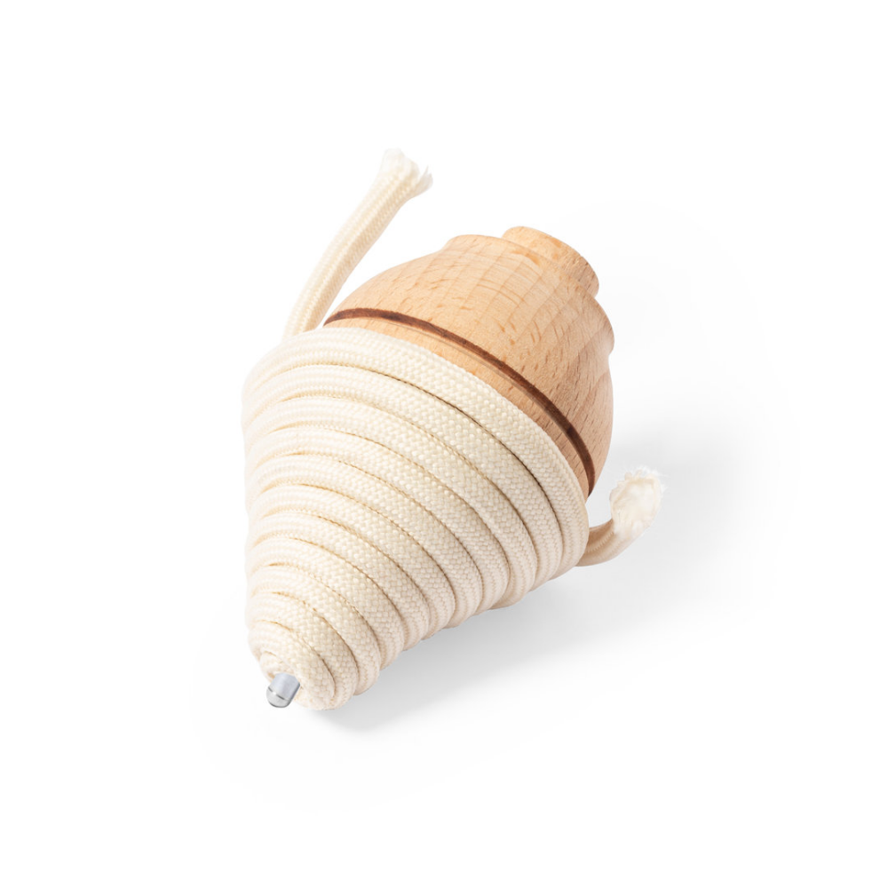 Trottola di legno con corda di cotone - Montalcino