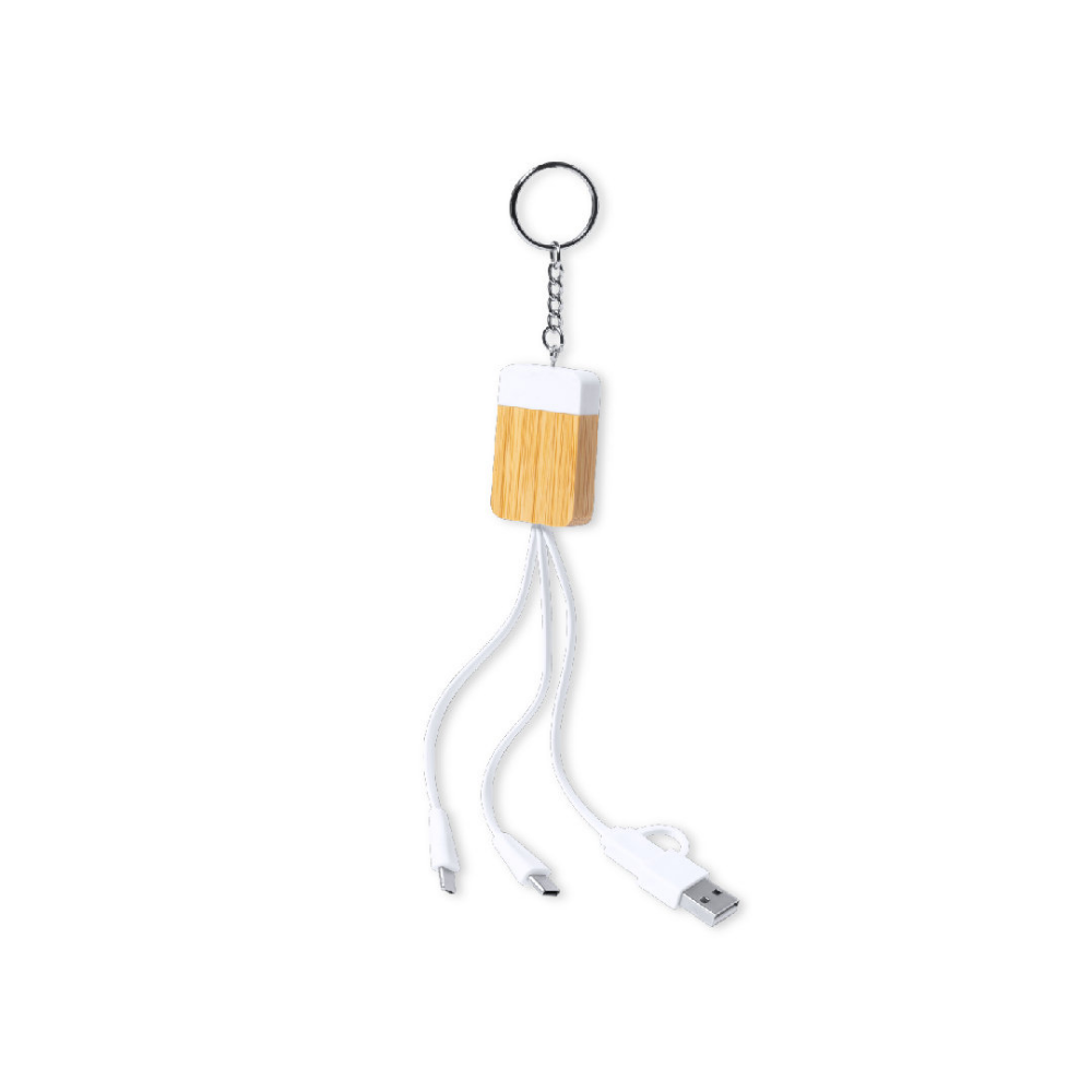 Bamboo Marble Charging Cable on Keychain - Eastohyton - Wotton-under-Edge