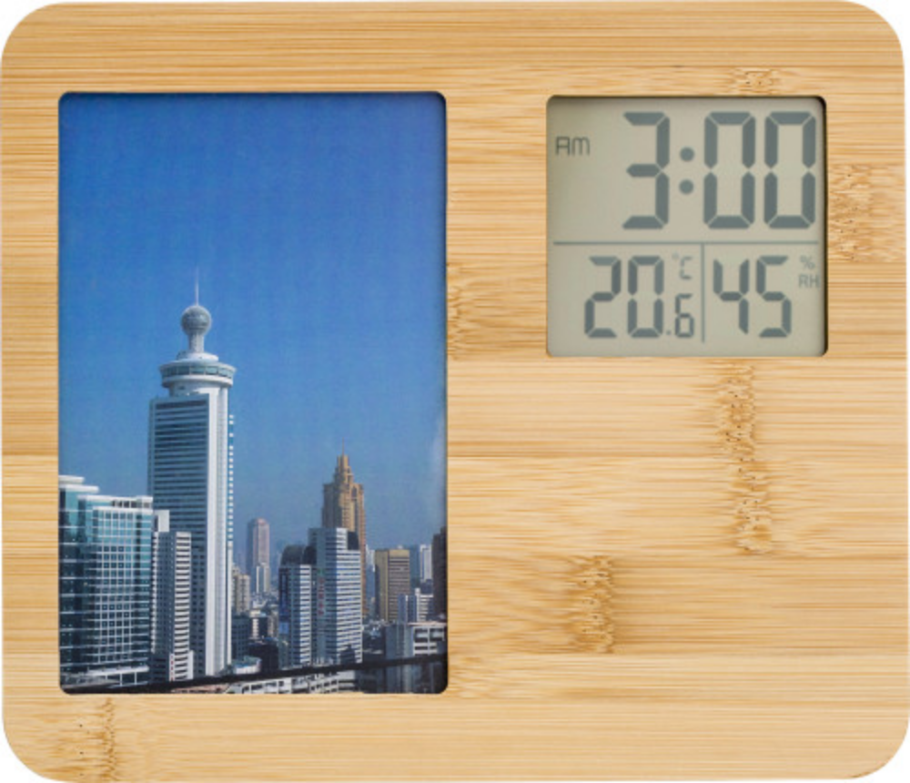 Bamboo weather station with photo frame - Wandsworth