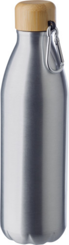 Aluminium-Trinkflasche mit Bambusdeckel und Karabinerhaken - Ludmannsdorf