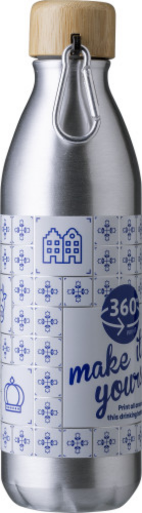 Bottiglia d'acqua in alluminio con coperchio in bambù e gancio a moschettone - Montecchio Maggiore