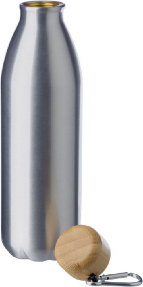 Bottiglia d'acqua in alluminio con coperchio in bambù e gancio a moschettone - Montecchio Maggiore