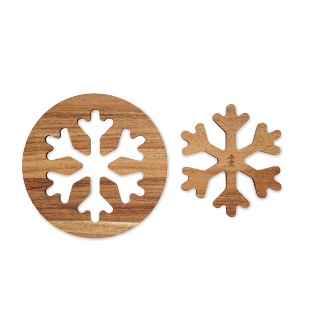 Dessous de plat flocon de neige en bois d'acacia - Saint-Germain-Les-Vergnes