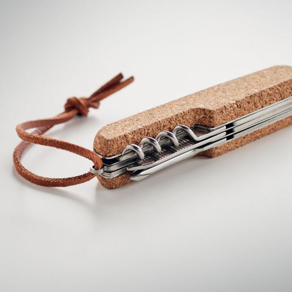 A versatile pocket knife made of stainless steel and covered with cork, known as 'Stourton' - Charlton