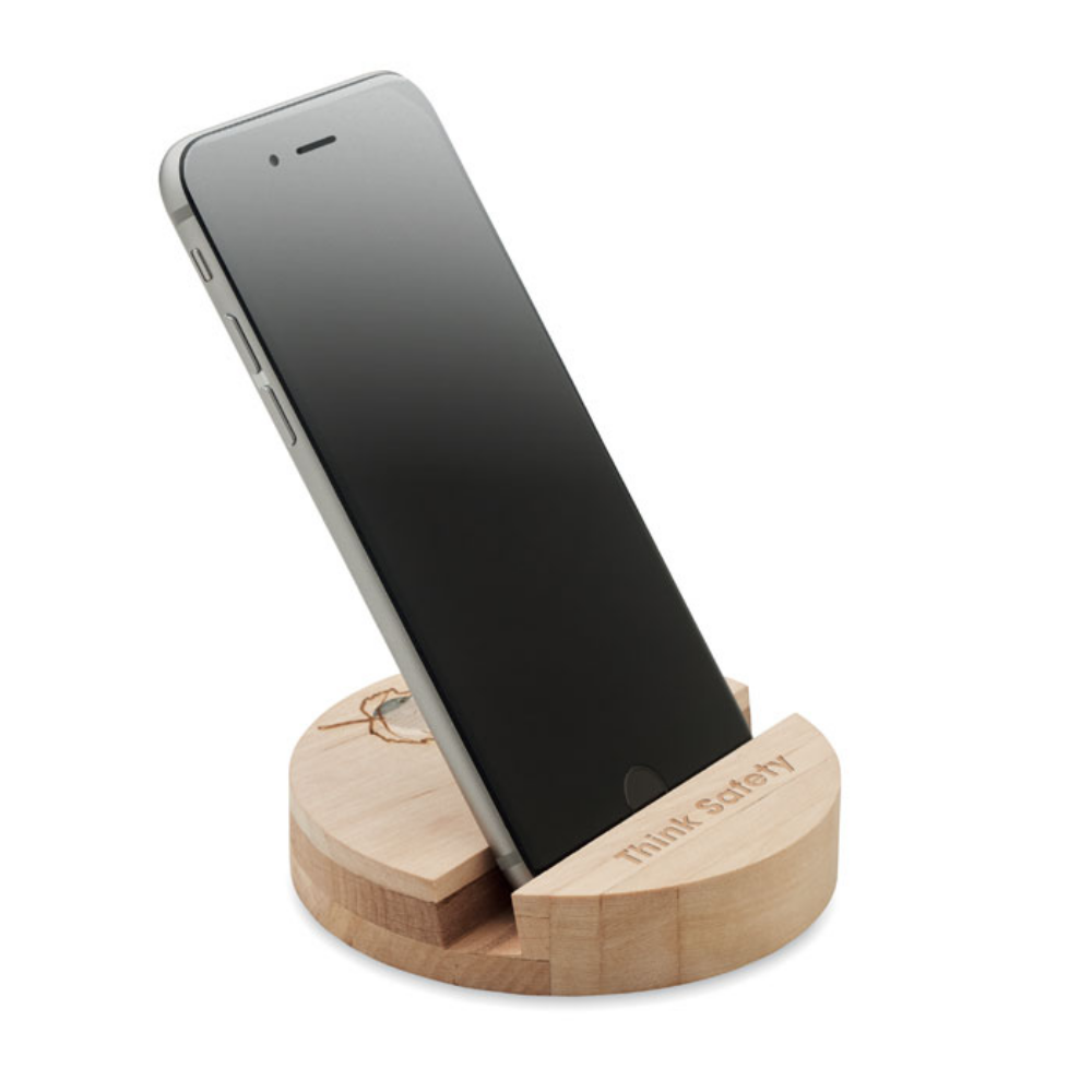 A phone stand that is made of birchwood and shaped like a sprout seed. - Althorp