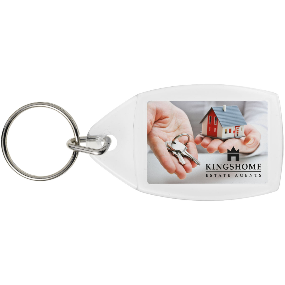 A clear P5 keychain featuring a metal split keyring from Burnham Thorpe. - East Bergholt