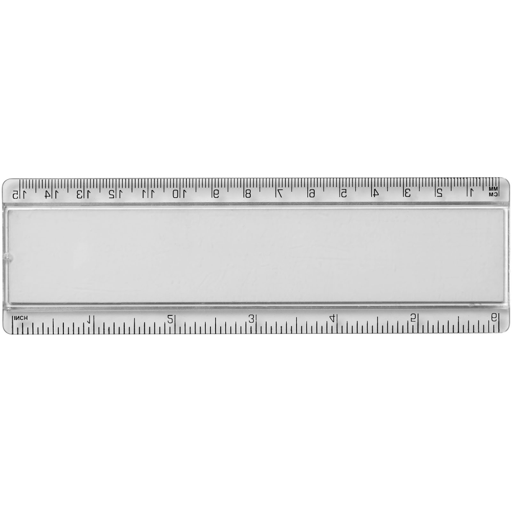 A plastic ruler that comes with a paper insert and has measurements marked on both sides. This product is from Upper Weardale. - Lenton