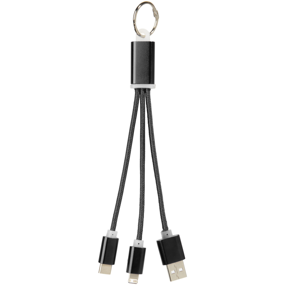 Stanton Metal 3-in-1 Charging Cable with Key-ring - Bury St Edmunds