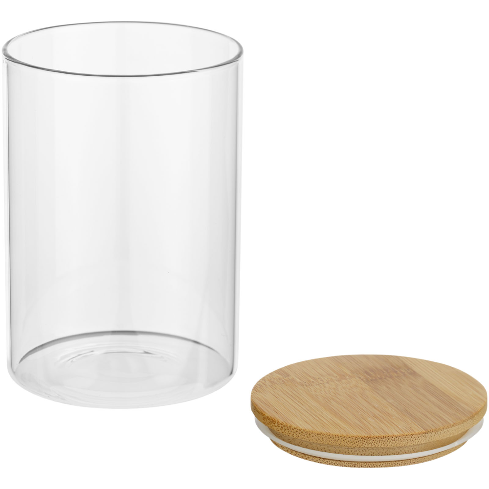 conteneur alimentaire en verre et bambou