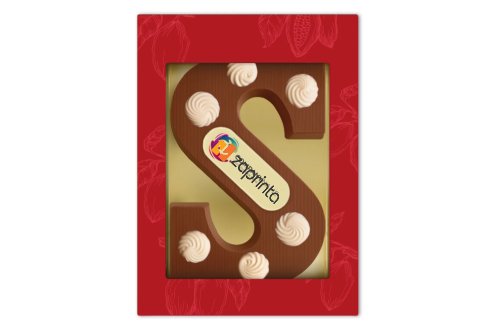 Luxus Schokoladenbuchstabe S mit personalisiertem Logoschild - Gmunden