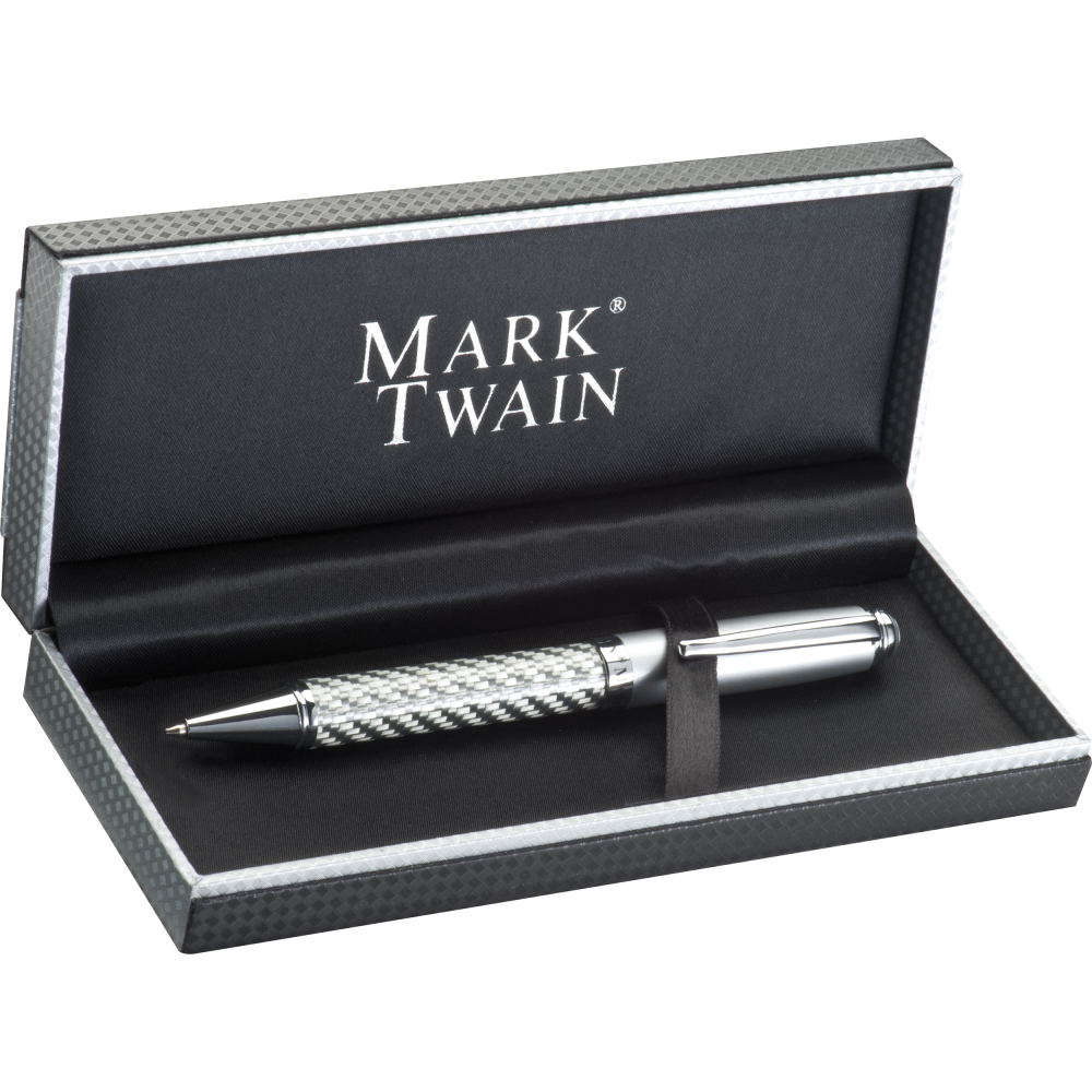 Set de stylos à bille Twain Twist argentés en carbone - Marignane
