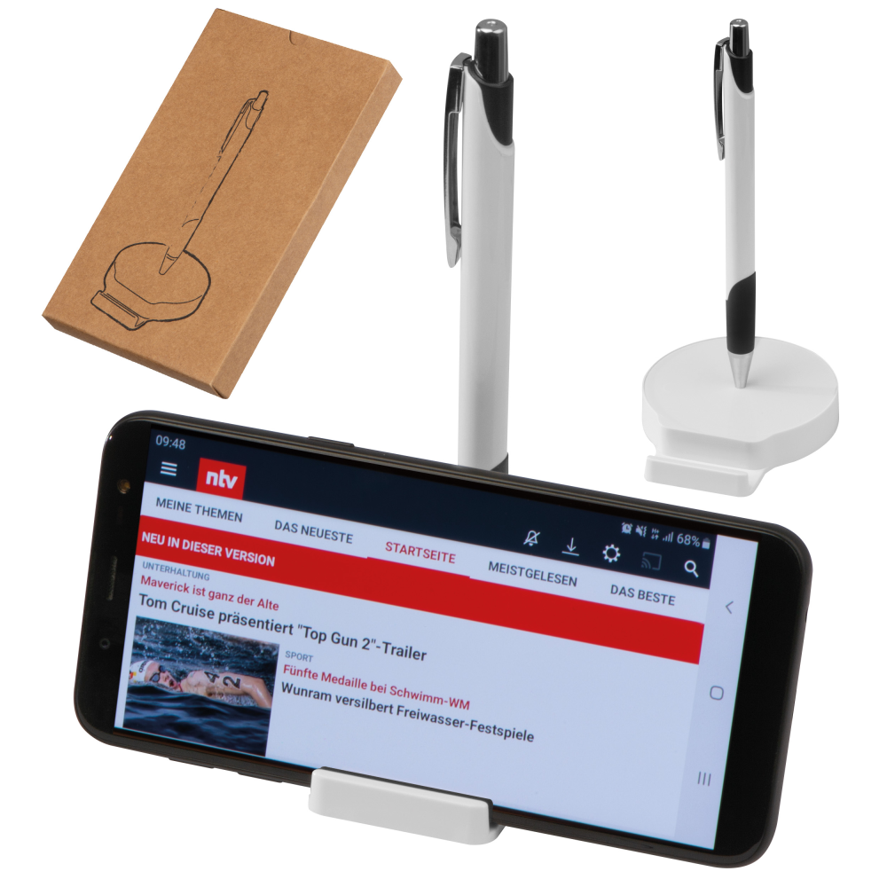 A mobile phone holder that is magnetic and also functions as a pen. - Knossington