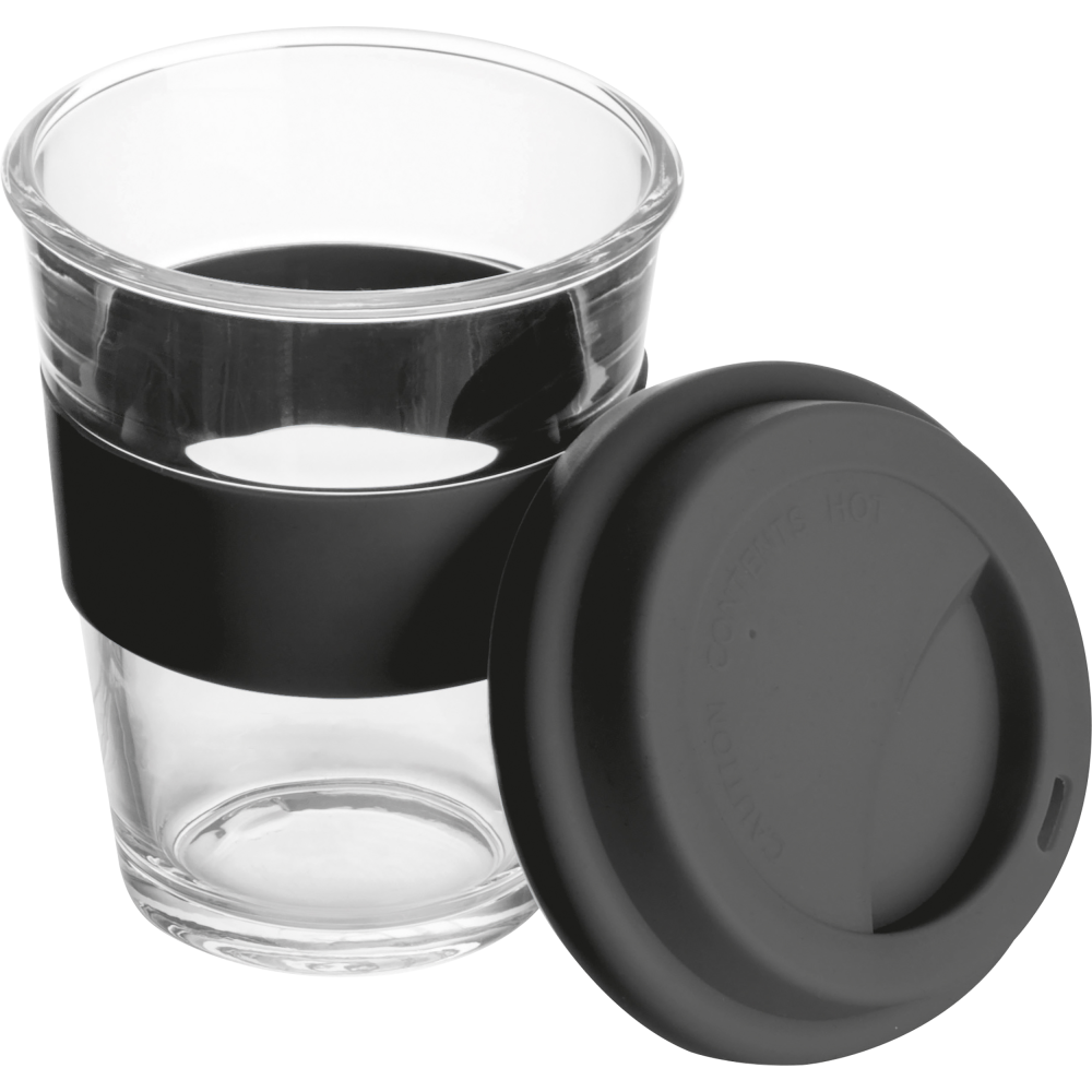 Engraved Glass Cup with Silicone Lid and Sleeve - Kington - Nottingham