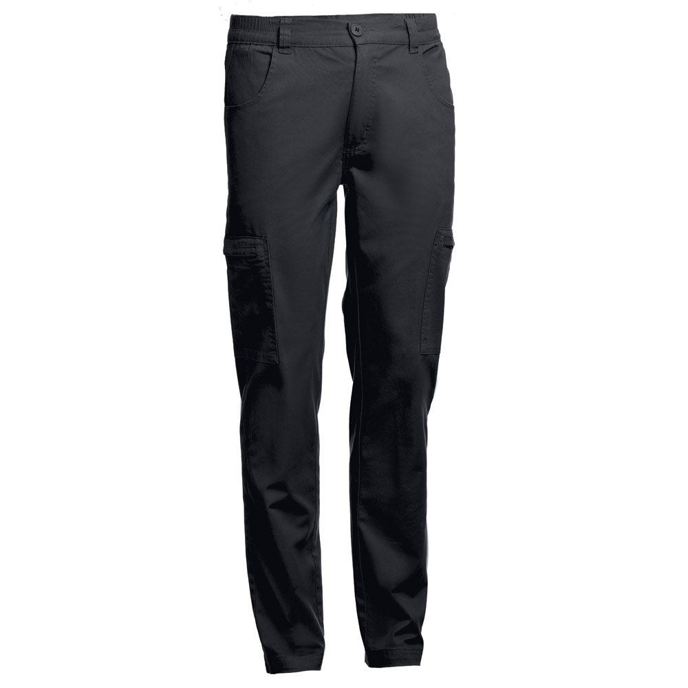 Trousers made of a cotton blend material, features an elastic waistband and pockets. The product is from the Atherstone brand. - Cookham