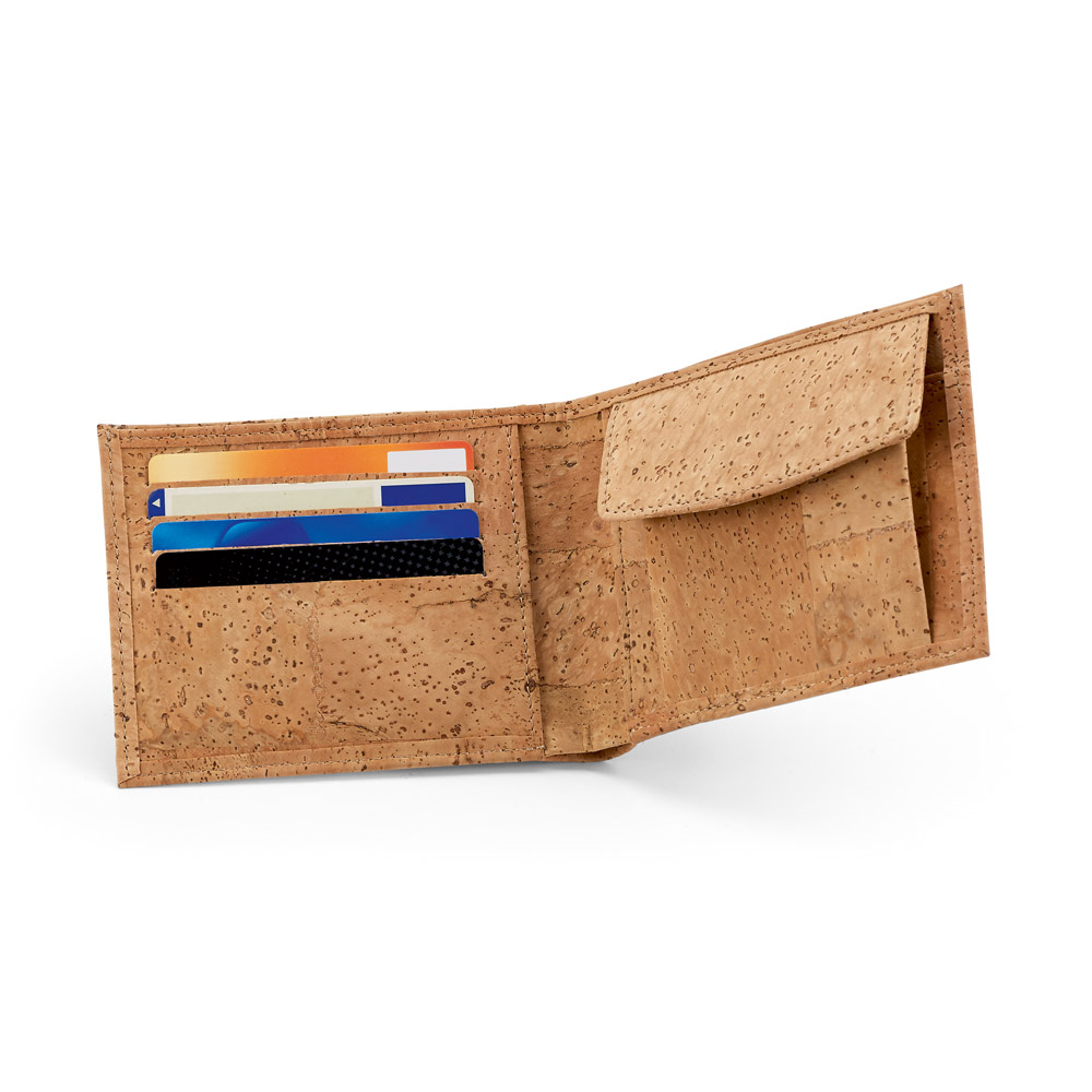 Portafoglio in sughero con portamonete e fessure per carte di credito - Castelluccio Superiore