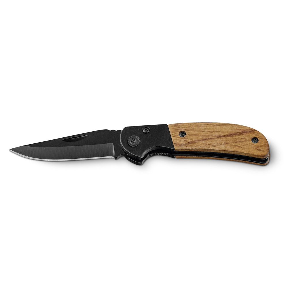 Couteau de poche en acier inoxydable et bois avec verrou de sécurité - Bouriège
