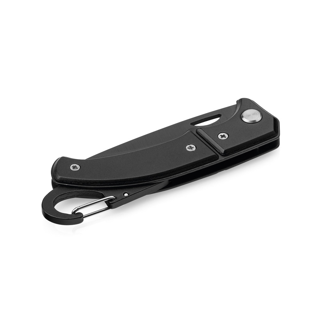 Couteau de poche en acier inoxydable avec verrou de sécurité et mousqueton - Saint-Vincent-la-Châtre