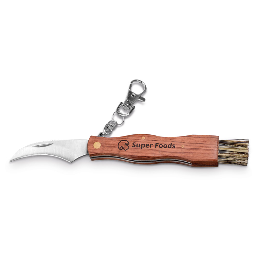 couteau de poche en acier inoxydable avec mousqueton en bois