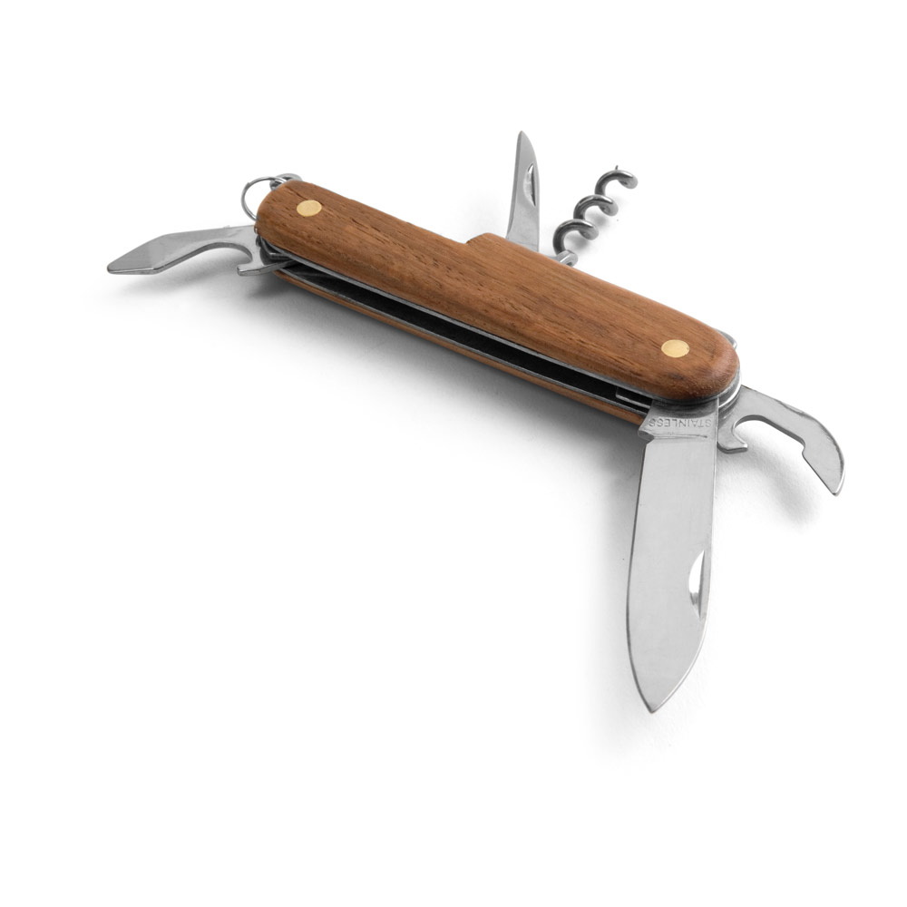 Couteau de poche en acier inoxydable et bois - 