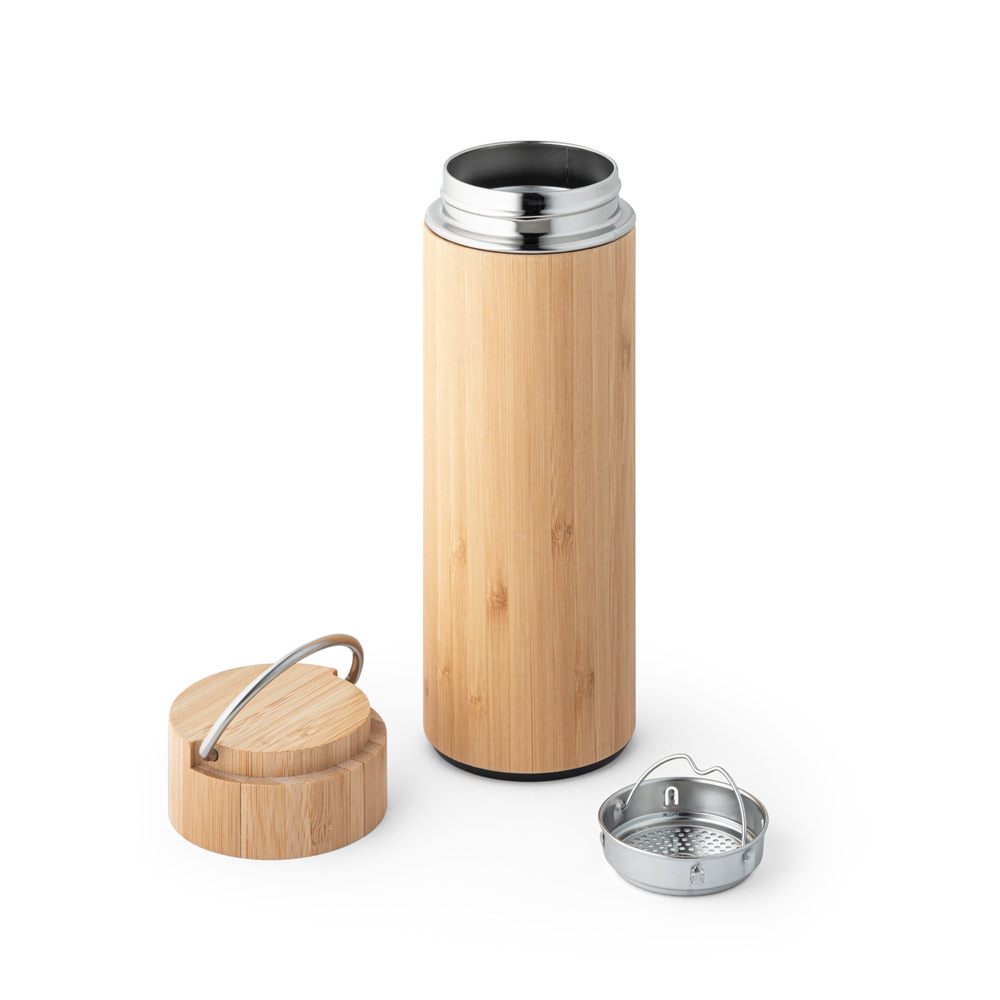 Bambus und Edelstahl Thermosflasche mit Tee-Infuser - Matrei in Osttirol