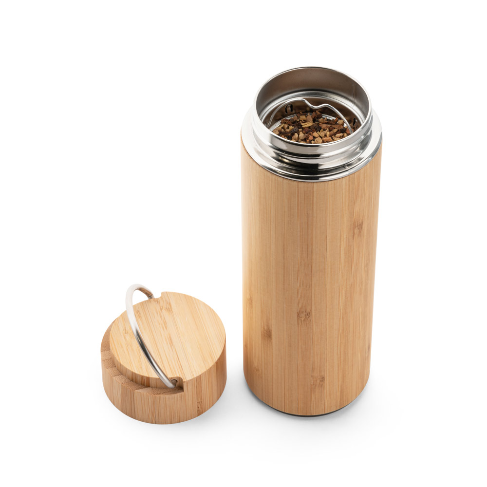 Bambus und Edelstahl Thermosflasche mit Tee-Infuser - Matrei in Osttirol