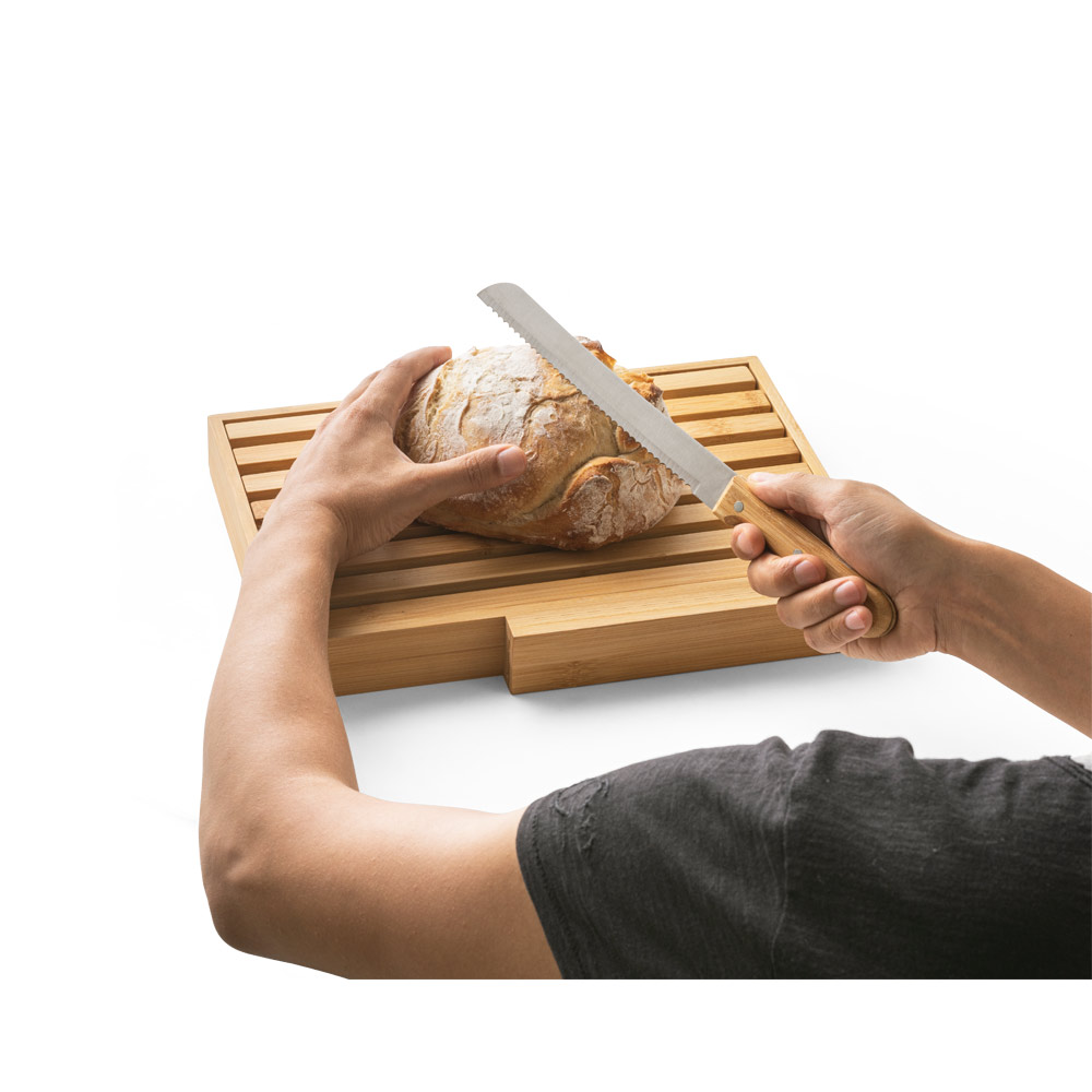 Planche à pain en bambou avec couteau en acier inoxydable - Chambon-la-Forêt