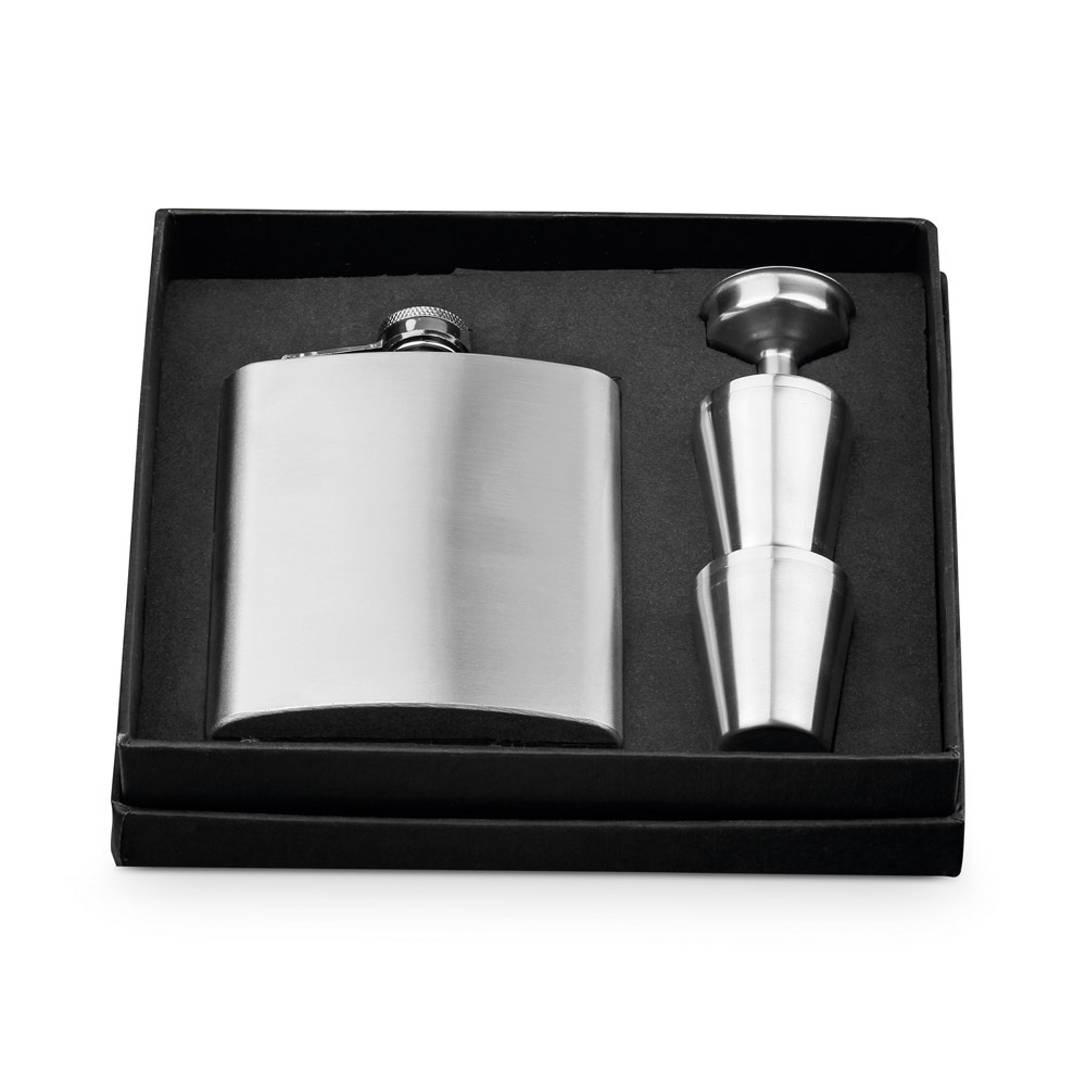 Stainless Steel Hip Flask Set - - Leicester Forest West