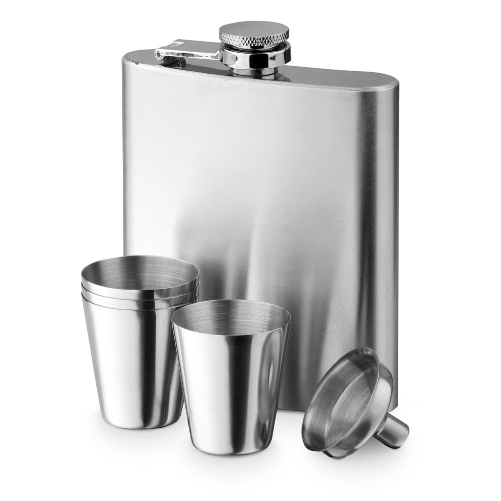 Stainless Steel Hip Flask Set - - Leicester Forest West