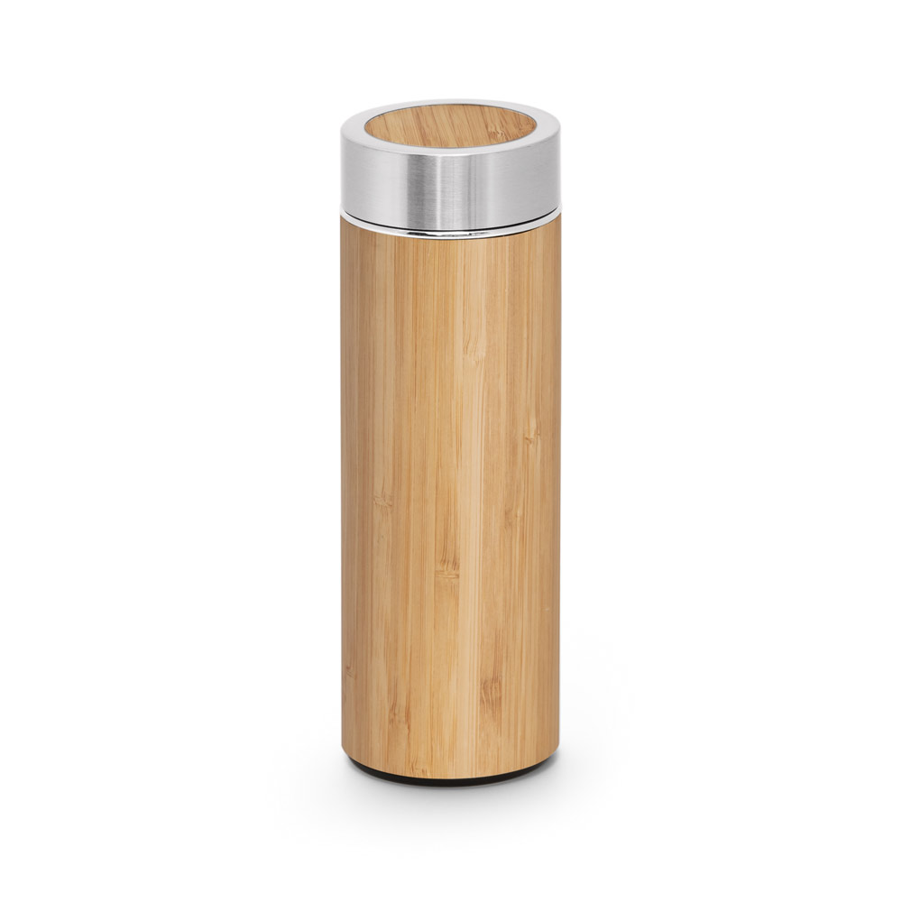 Bamboo and stainless steel thermal bottle with double vacuum body and tea infuser - Stow-on-the-Wold - Pevensey *Pickering