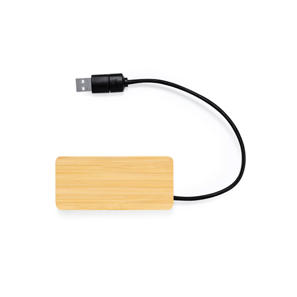 Hub USB en bambou avec lumière LED