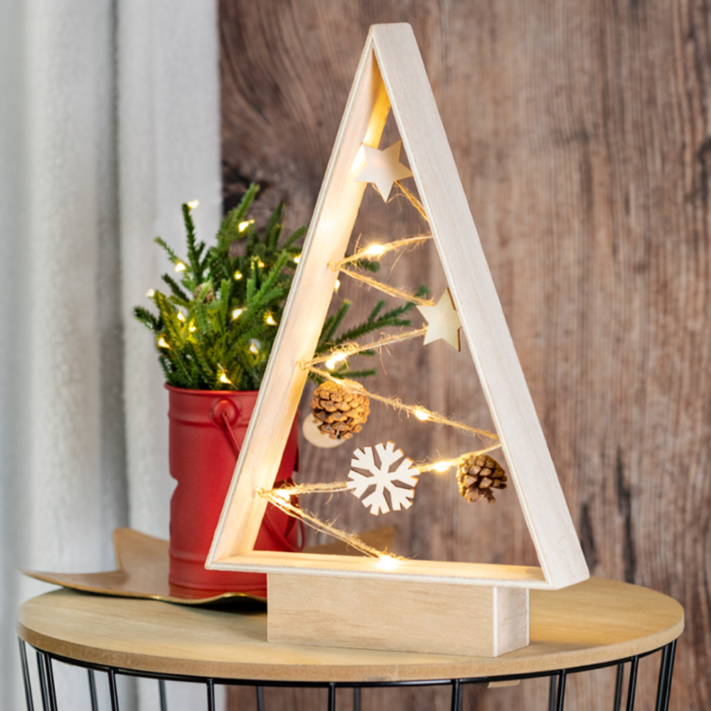 Natural Wood LED Christmas Tree - Great Wyrley