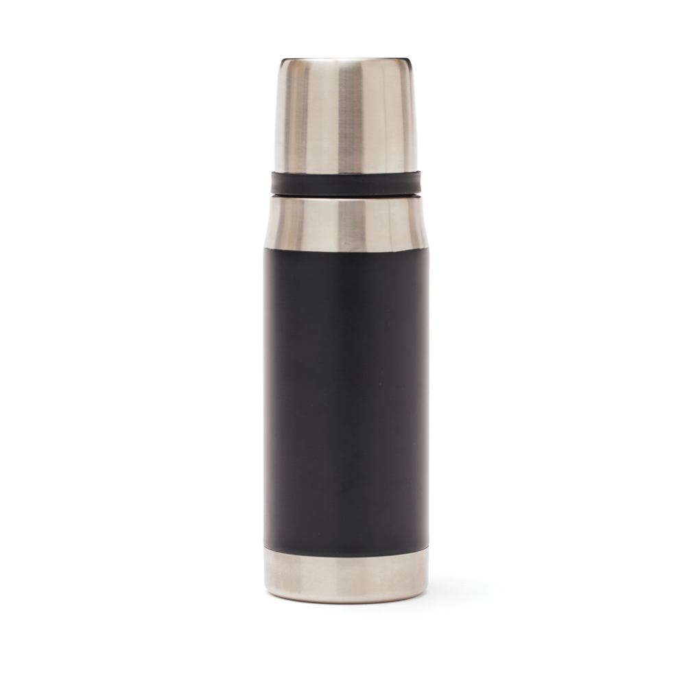 A thermos that is vacuum insulated and copper plated with a double wall design. - Kirby Wiske