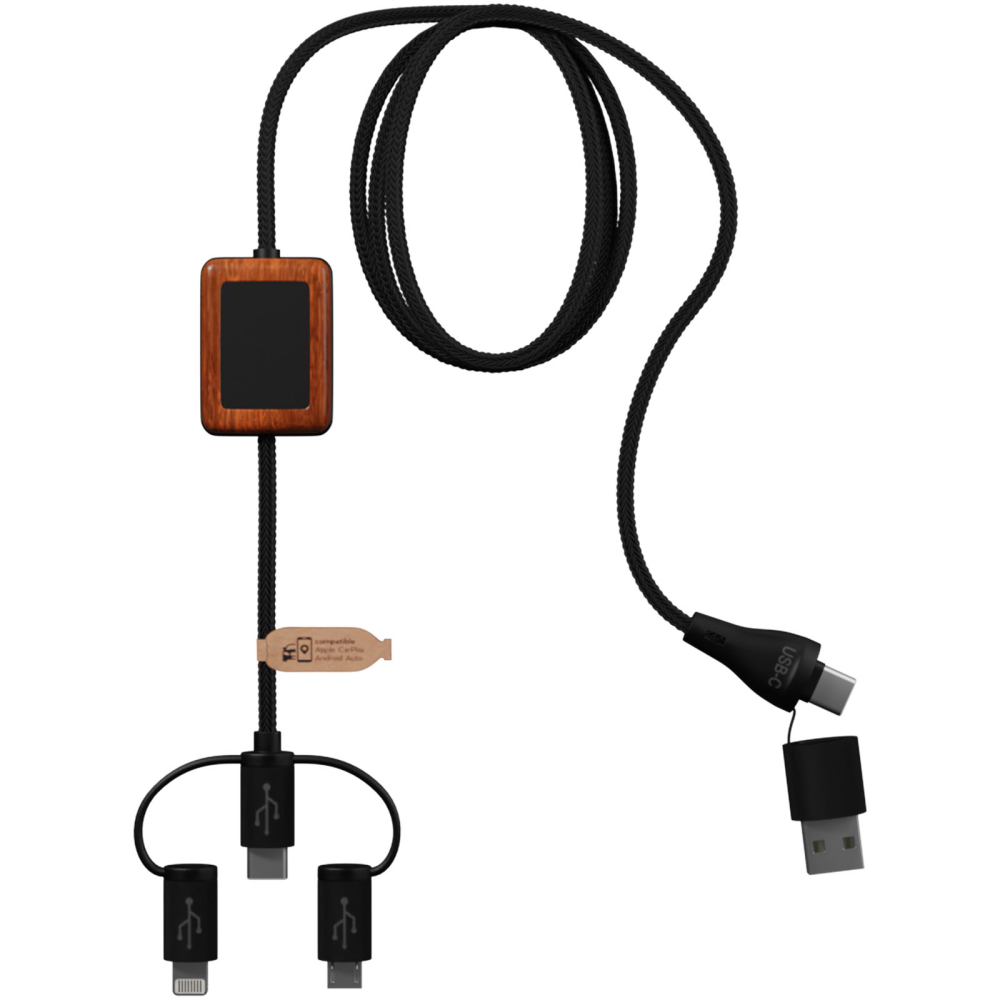 Eco-friendly charging and data transfer cable with illuminated logo - Bebington