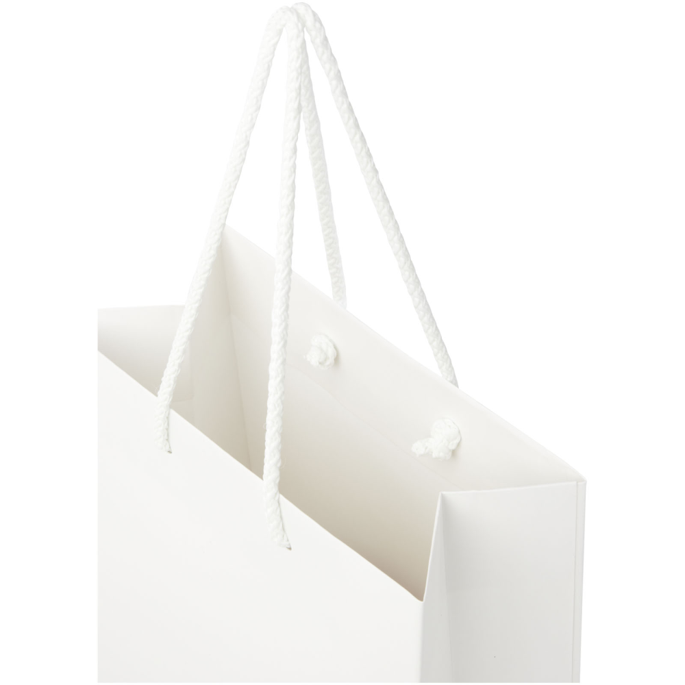 Bolsa de papel mate mediana hecha a mano con asas de plástico - Villaminaya
