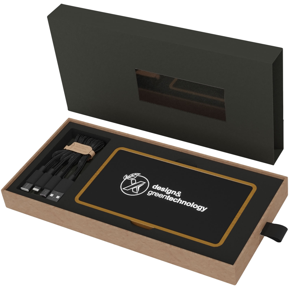 An antibacterial wood power bank that features a logo that lights up - Thurso
