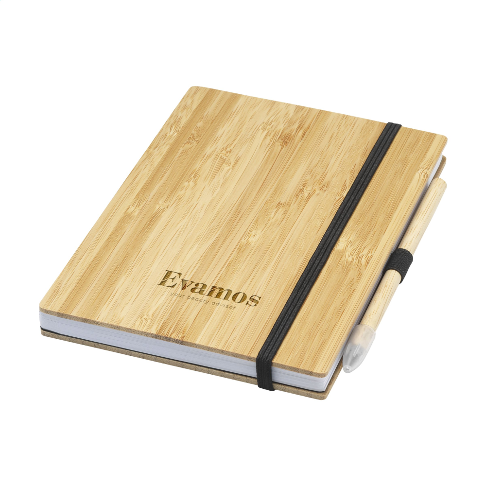 Cuaderno de tapa dura de bambú ecológico con lápiz sostenible - Ainzón
