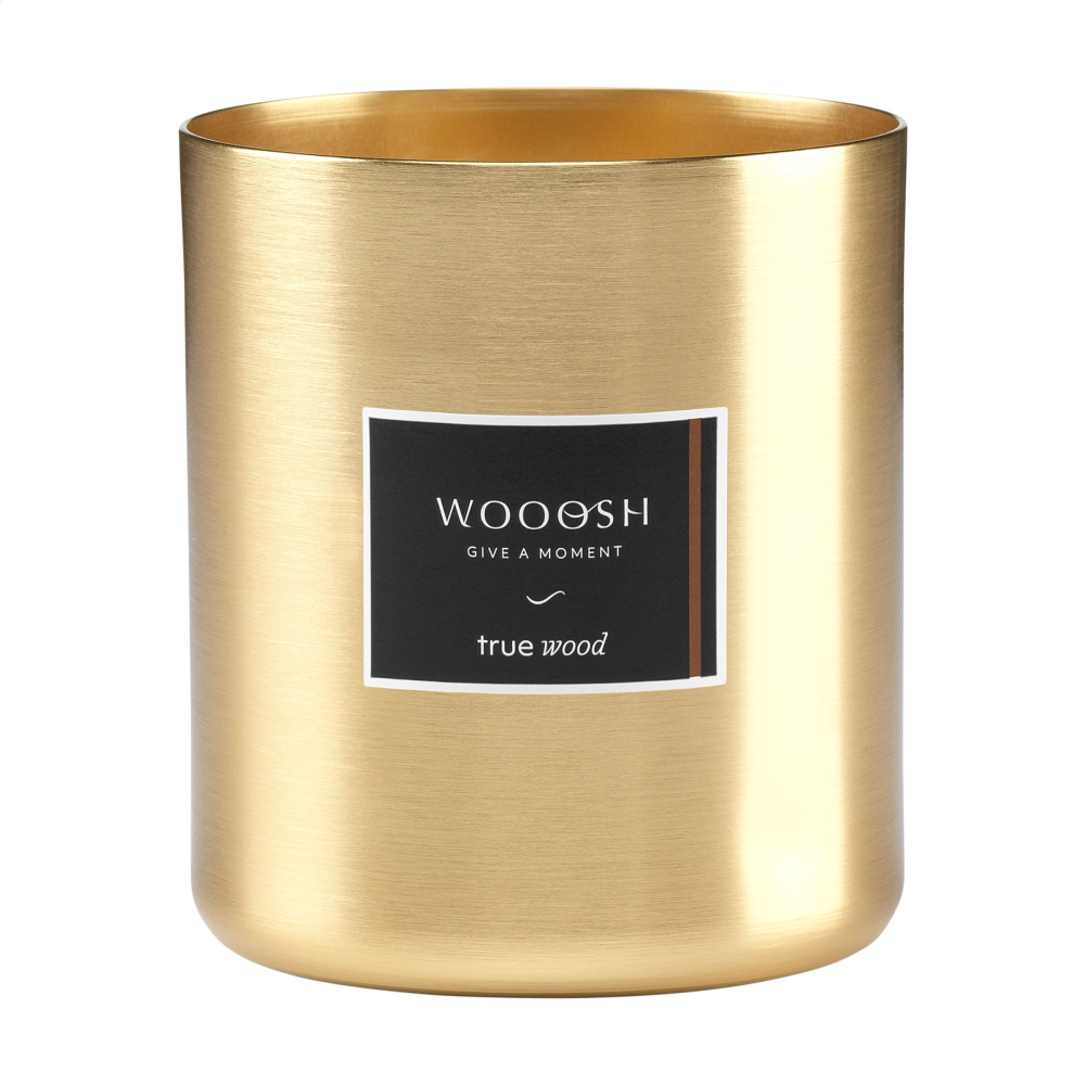 Bougie parfumée au véritable bois Wooosh dans un porte-bougie en aluminium - Brutelles
