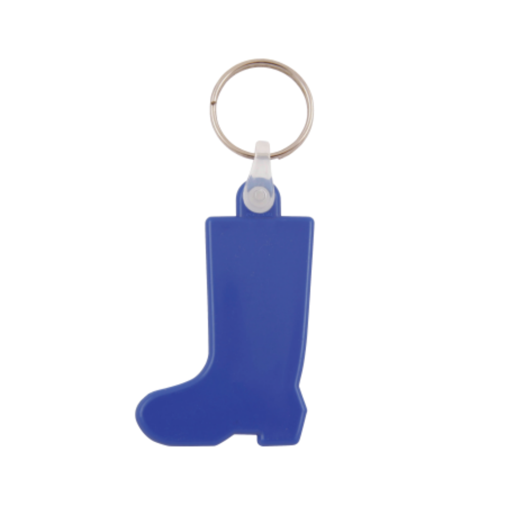 A keyring in the shape of a boot made of plastic - John o' Groats