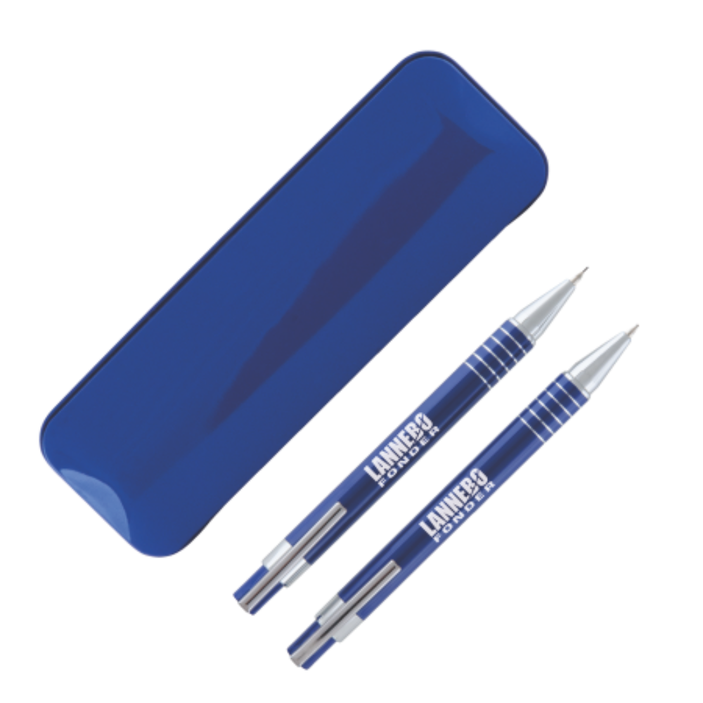 CURAÇAO-Metallbox mit Stift und nachfüllbarem Bleistift - Sachsenheim 