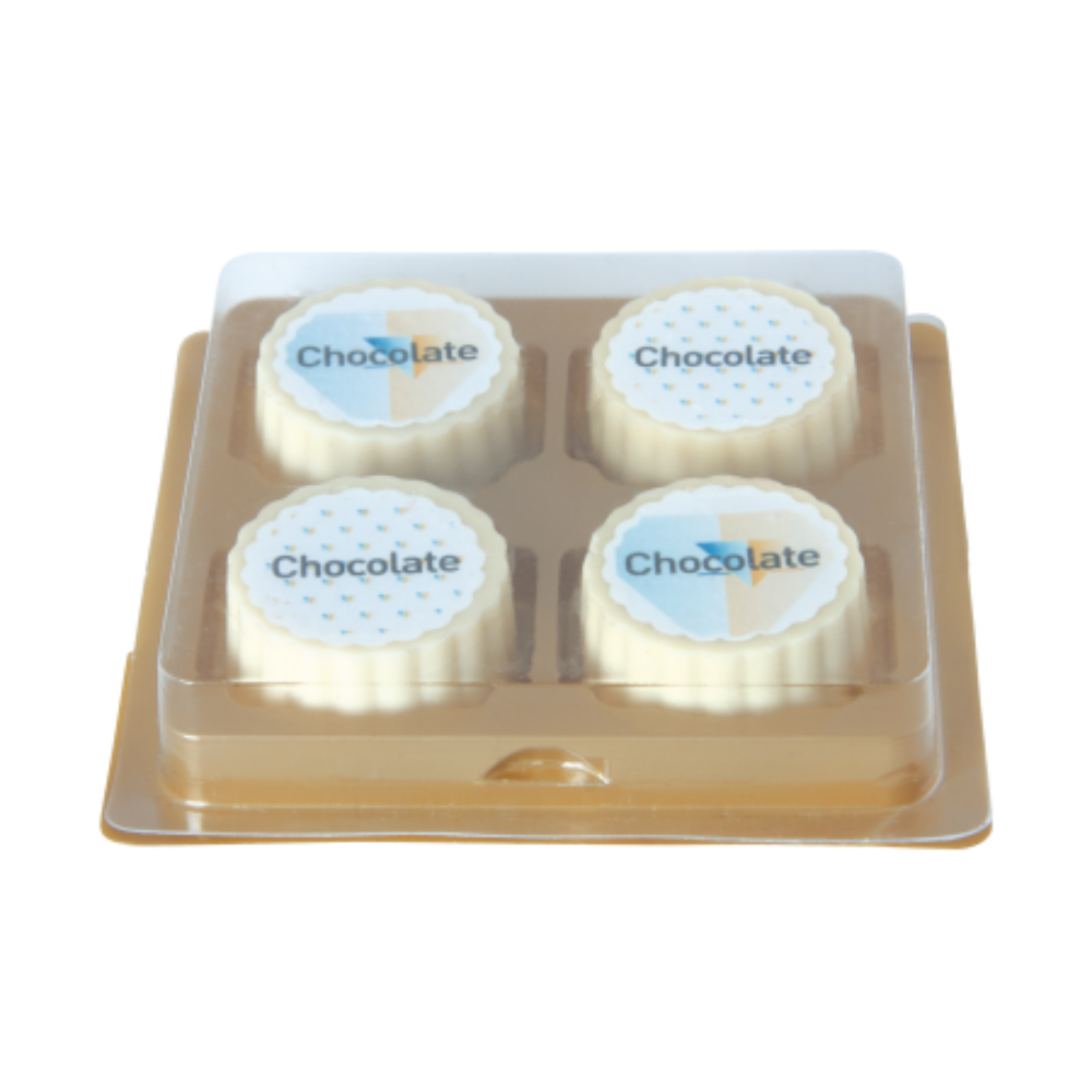 Cioccolata bianca con stampa a colori completi e pralinato di nocciole - Medolago