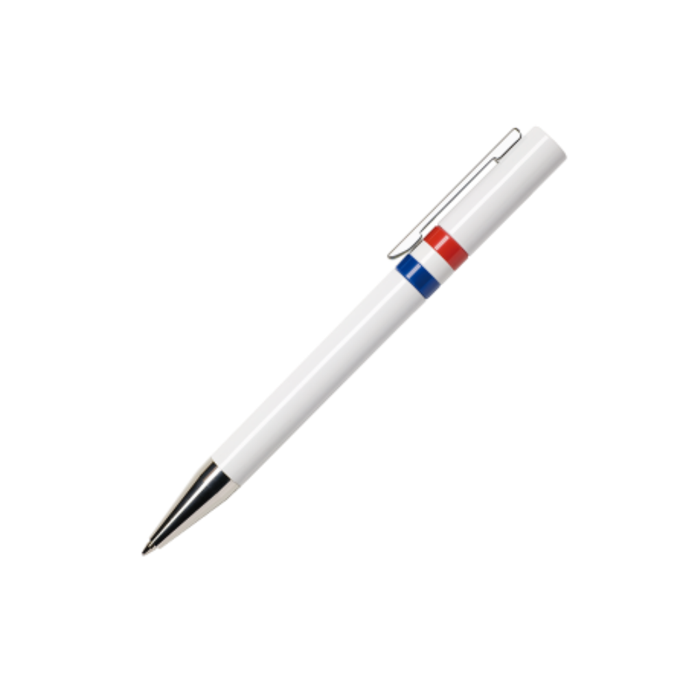 Penna a sfera ETHIC ET900 FLAG in bianco lucido con clip metallica e inchiostro blu - Soncino
