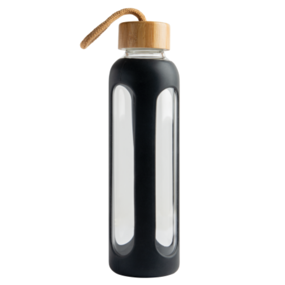 Bottiglia di vetro da 600 ml con coperchio in bambù - Vanzaghello