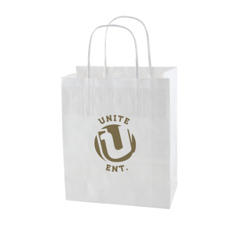 White and Brown Paper Bag 180x70x220 mm, 90 gr/m2 - Bolsover