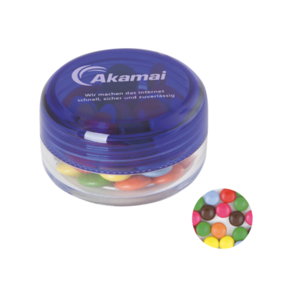 Round Plastic Container with Coloured Lid and Carletties - Rawtenstall