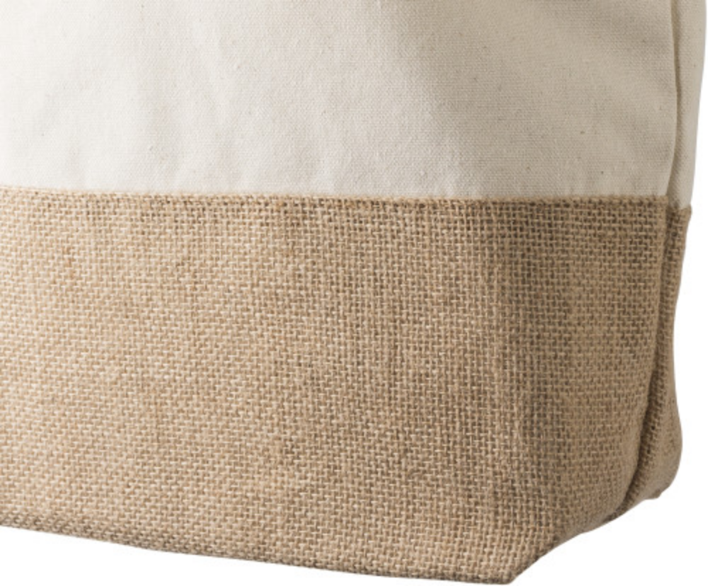 Baumwoll-Einkaufstasche (280 g/m2) mit Jutendetail am Boden - Rinteln 