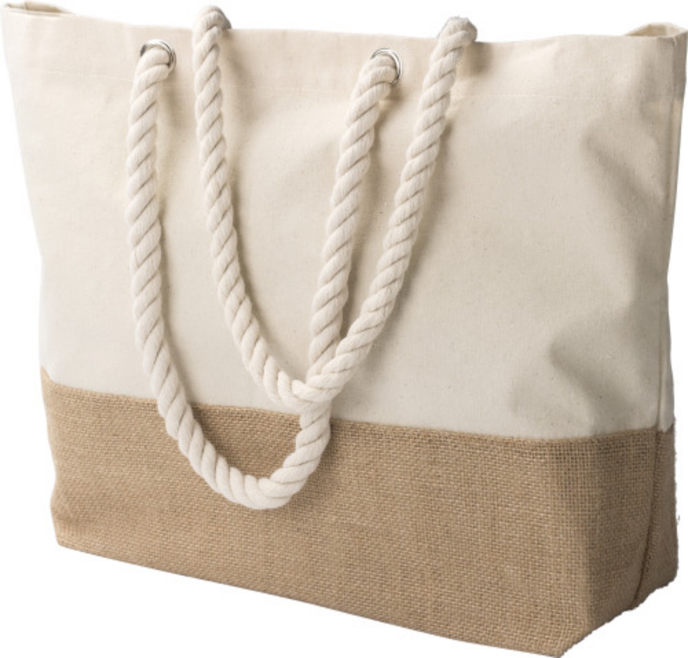 Baumwoll-Einkaufstasche (280 g/m2) mit Jutendetail am Boden - Rinteln 