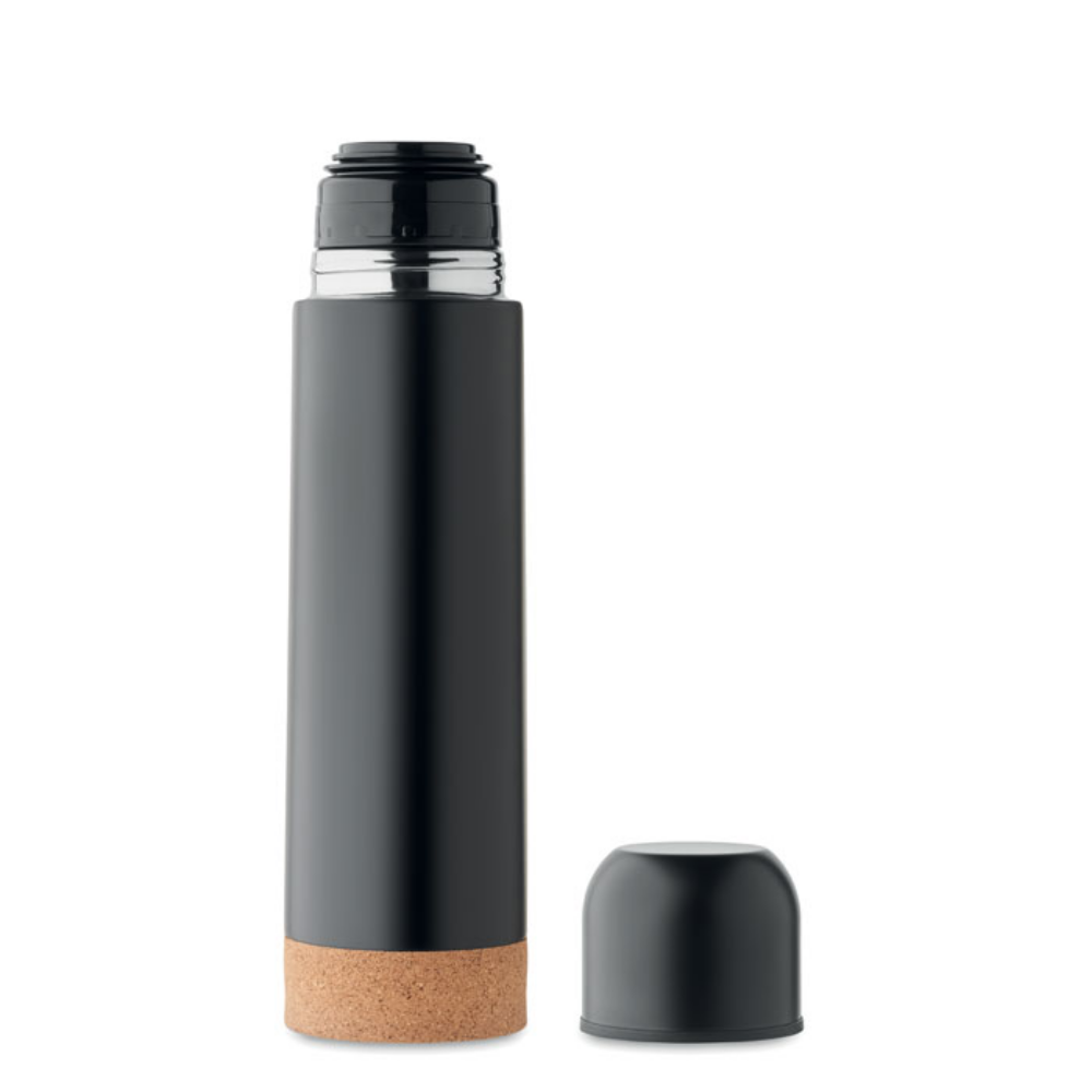 A double-walled stainless steel bottle with a cork detail at the base - Lochinver