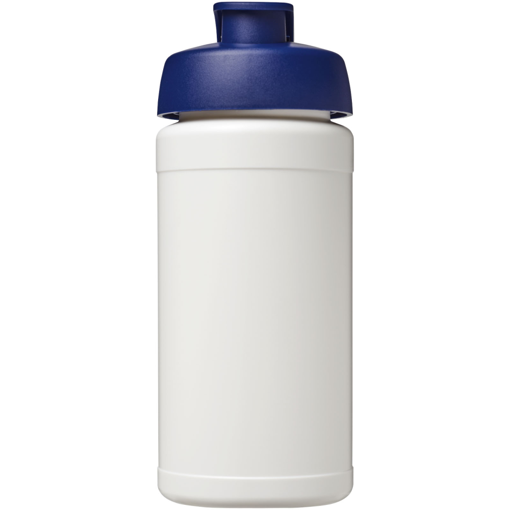 This is a 500 ml sports bottle with a flip lid from Baseline. It is made from recycled materials. - Crediton