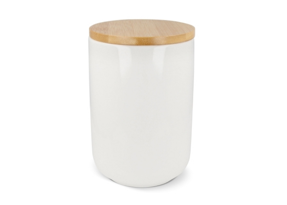 900ml Ceramic and Bamboo Canister - Stourton Caundle